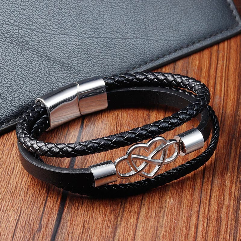 Pulsera de cuero geométrico con Buddha Stones y hebilla reforzada de acero y titanio - image 1