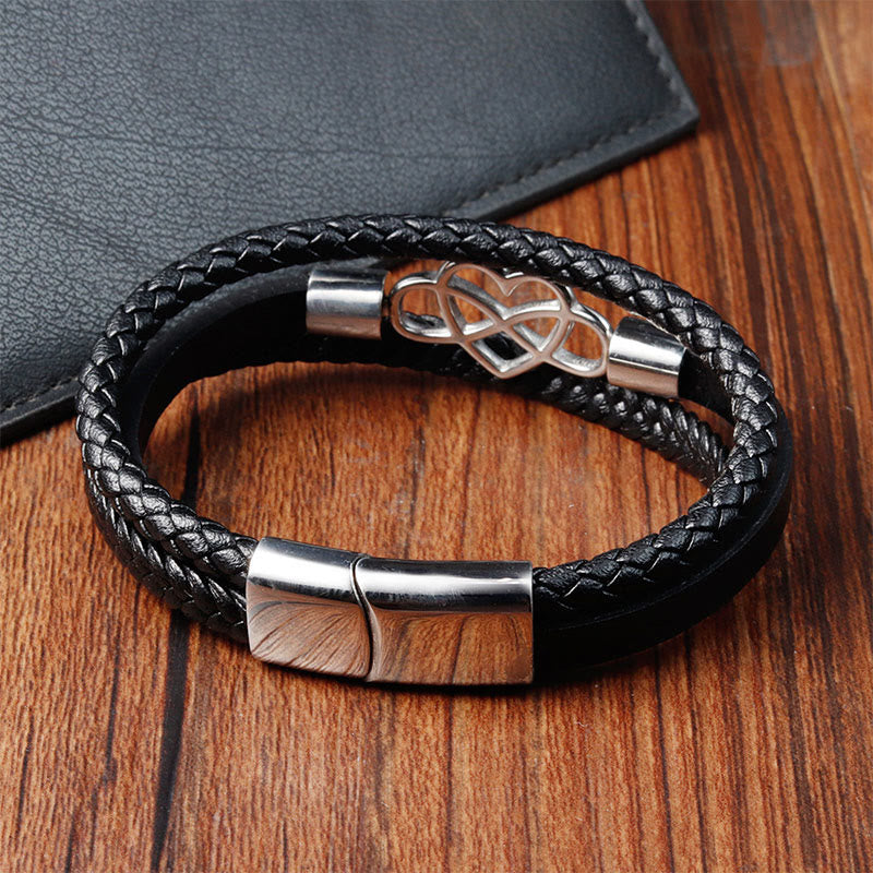 Pulsera de cuero geométrico con Buddha Stones y hebilla reforzada de acero y titanio - image 3