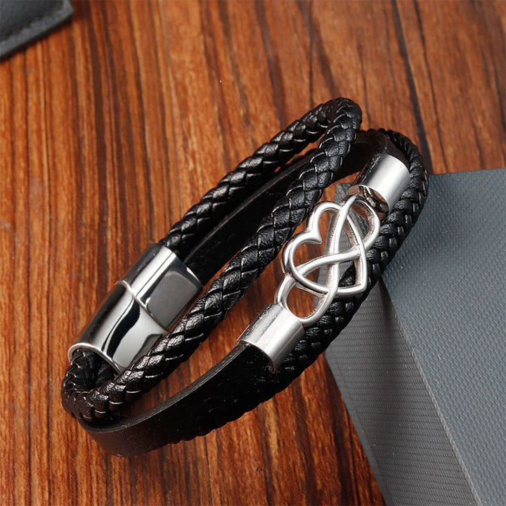 Pulsera de cuero geométrico con Buddha Stones y hebilla reforzada de acero y titanio - image 2