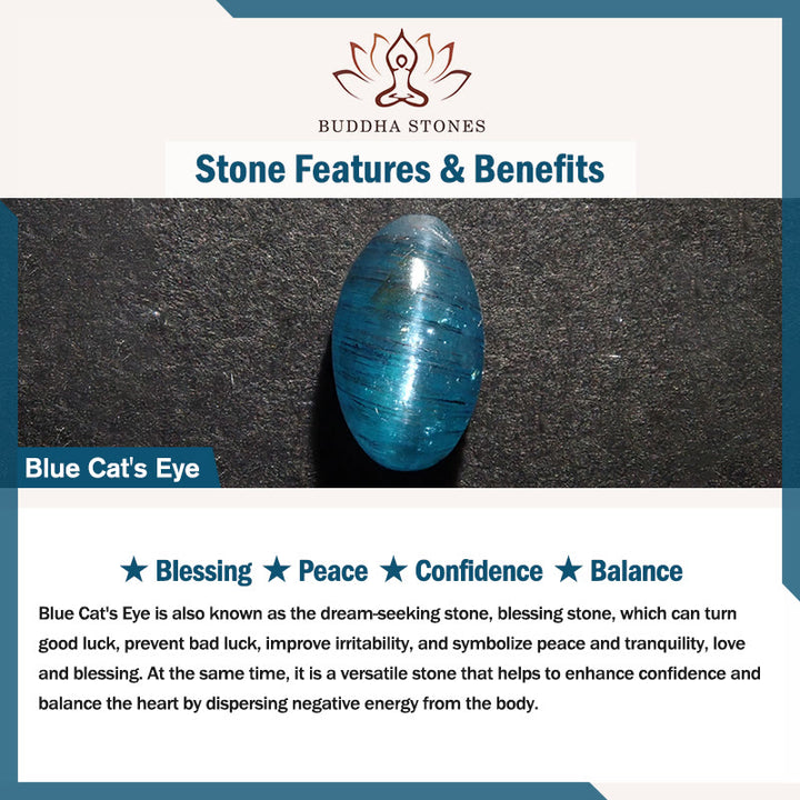 Pulsera de equilibrio con hebilla de paz y cristal blanco de ojo de gato azul y Buddha Stones - image 7