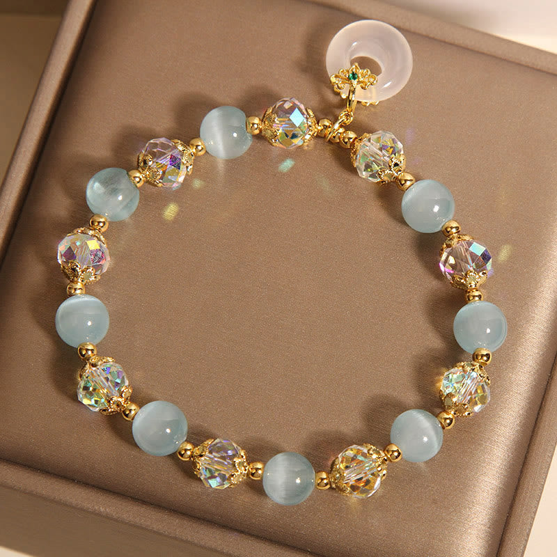 Pulsera de equilibrio con hebilla de paz y cristal blanco de ojo de gato azul y Buddha Stones - image 6