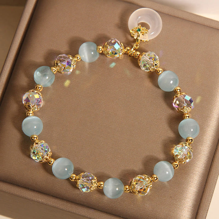 Pulsera de equilibrio con hebilla de paz y cristal blanco de ojo de gato azul y Buddha Stones - image 6