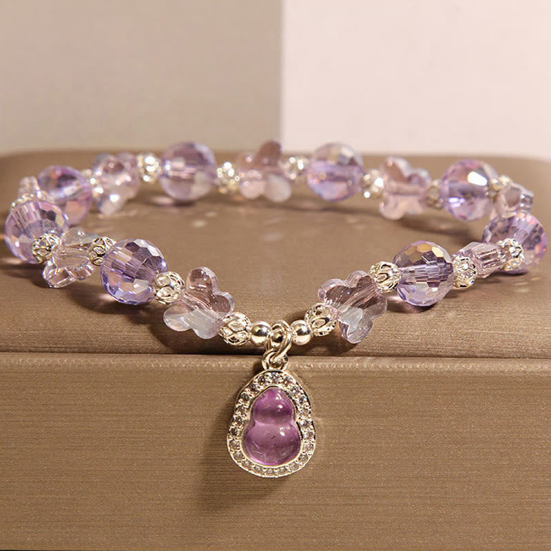 Pulsera de equilibrio con Buddha Stones, mariposa, calabaza, amatista, citrino y labradorita - Amatista (circunferencia de la muñeca: 18 cm) - image 1