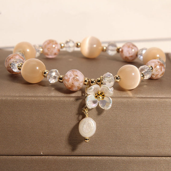Pulsera de la paz con flor de ojo de gato amarillo aguamarina y Buddha Stones - Ojo de gato amarillo (circunferencia de la muñeca: 14-16 cm) - image 7