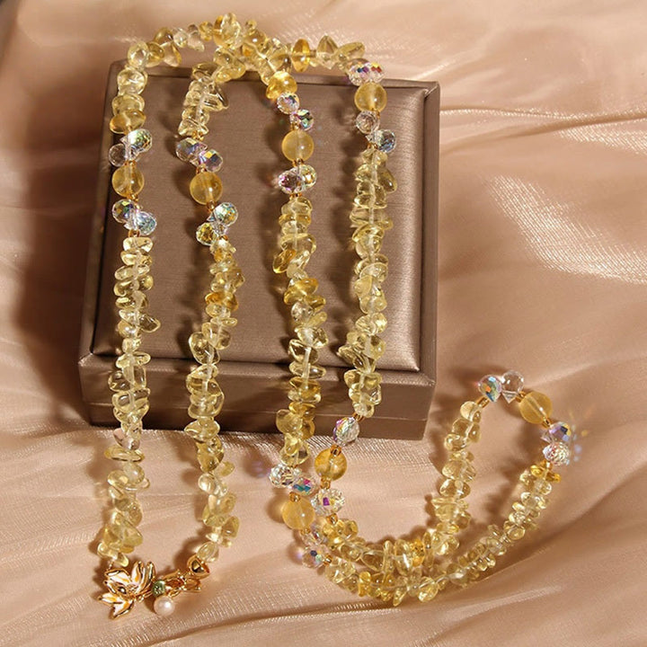 Collar con colgante de equilibrio de cuarzo fresa, amatista, flor de mariposa y Buddha Stones - Citrino - image 12