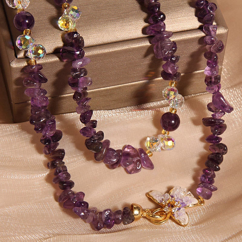 Collar con colgante de equilibrio de cuarzo fresa, amatista, flor de mariposa y Buddha Stones - image 5