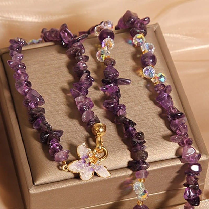 Collar con colgante de equilibrio de cuarzo fresa, amatista, flor de mariposa y Buddha Stones - image 3