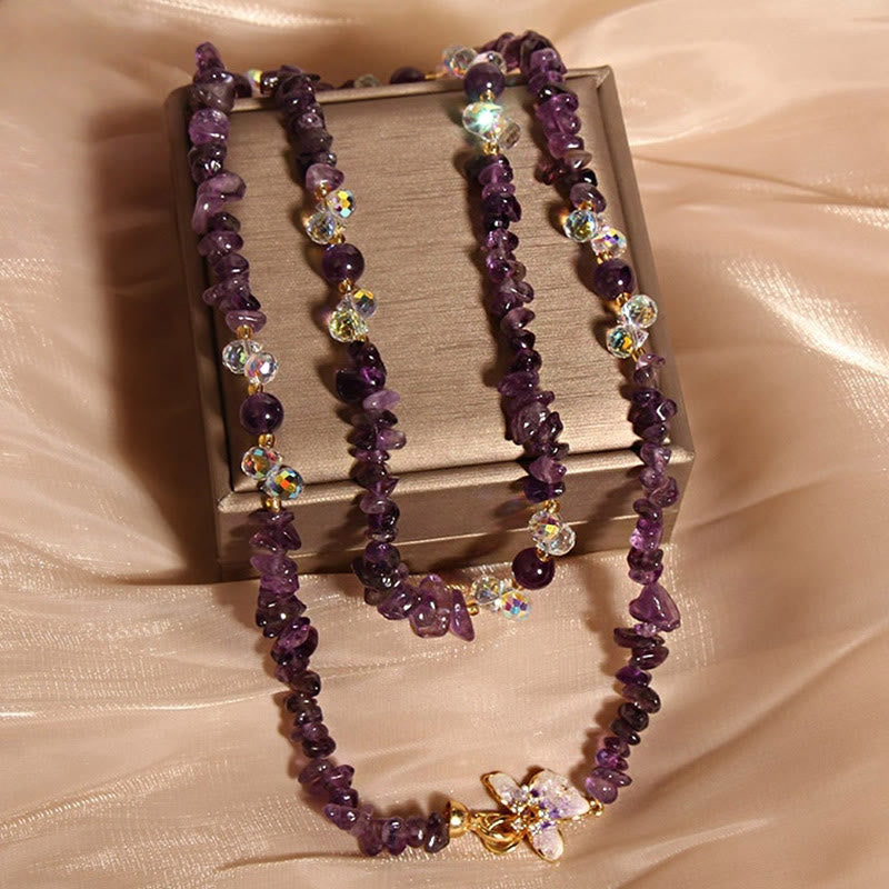 Collar con colgante de equilibrio de cuarzo fresa, amatista, flor de mariposa y Buddha Stones - image 2