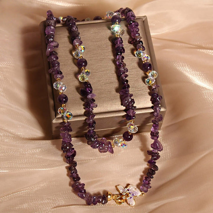 Collar con colgante de equilibrio de cuarzo fresa, amatista, flor de mariposa y Buddha Stones - image 2