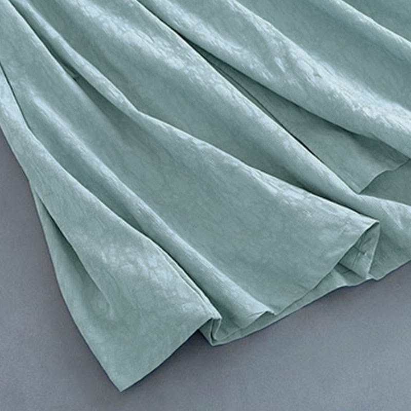 Vestido midi informal de lino y algodón con cordones laterales, diseño de botones de rana y estampado de Buddha Stones para primavera - image 11