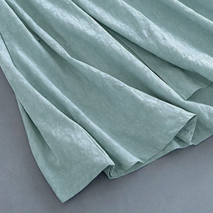 Vestido midi informal de lino y algodón con cordones laterales, diseño de botones de rana y estampado de Buddha Stones para primavera - image 11