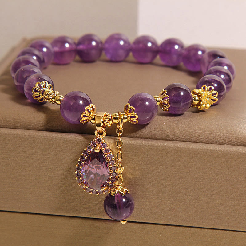 Pulsera de equilibrio con amatista natural y gota de agua de Buddha Stones - image 5