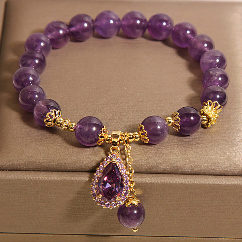 Pulsera de equilibrio con amatista natural y gota de agua de Buddha Stones - image 2