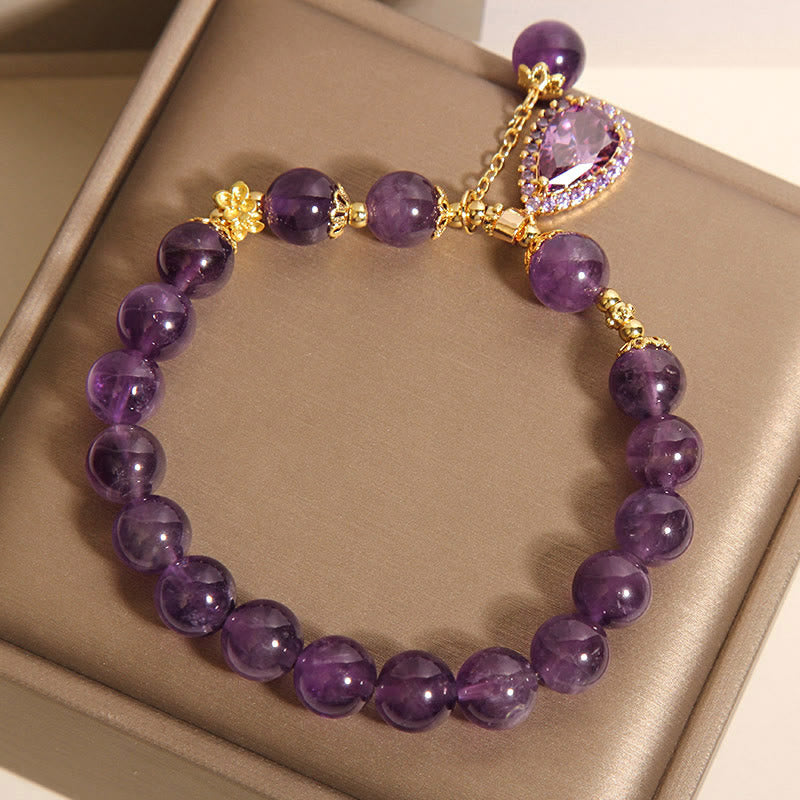 Pulsera de equilibrio con amatista natural y gota de agua de Buddha Stones - image 8