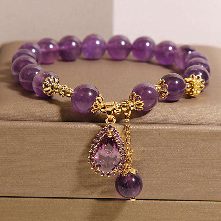 Pulsera de equilibrio con amatista natural y gota de agua de Buddha Stones - image 4