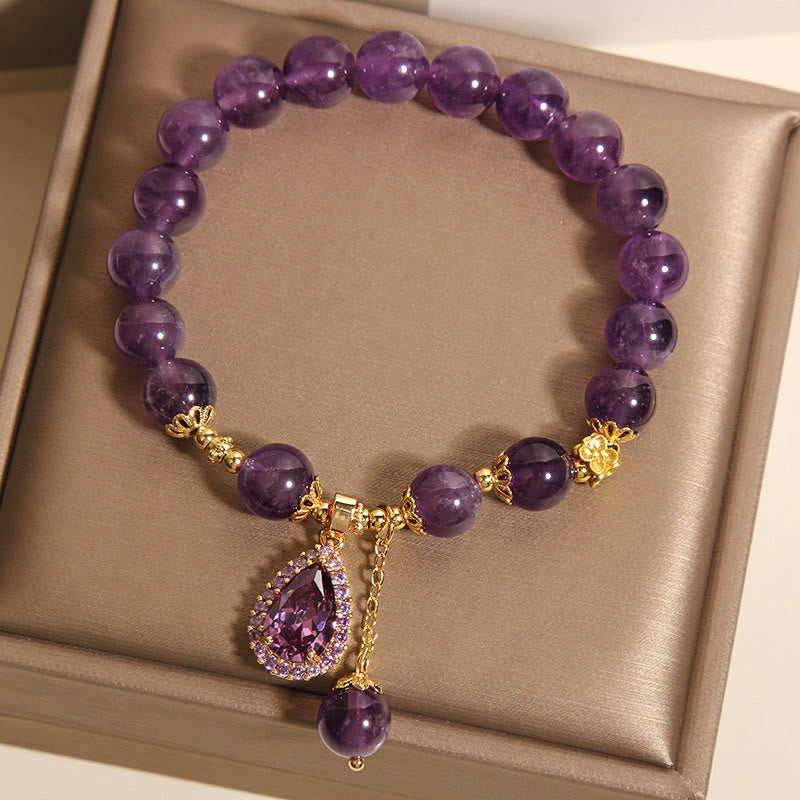 Pulsera de equilibrio con amatista natural y gota de agua de Buddha Stones - image 7