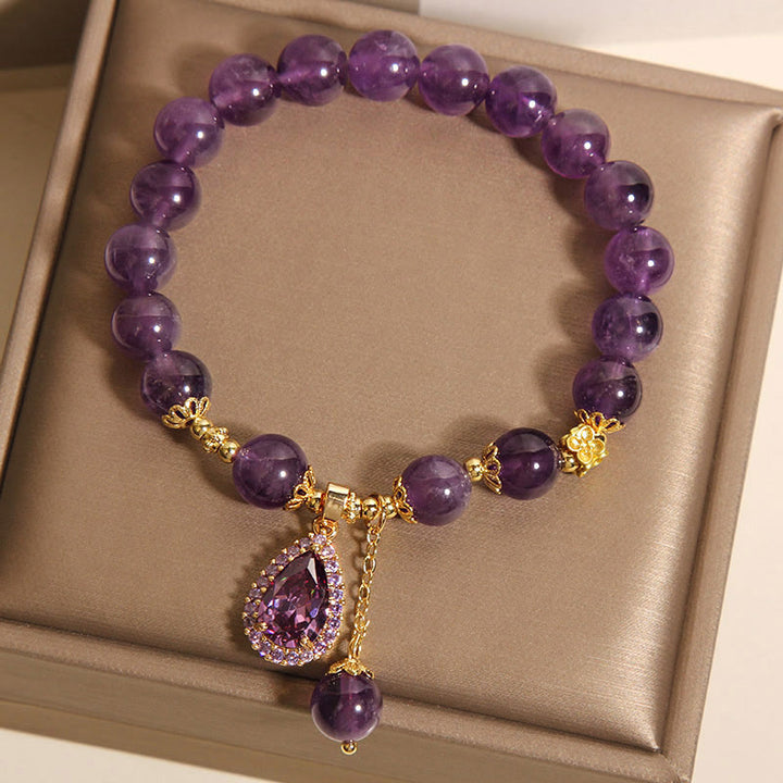 Pulsera de equilibrio con amatista natural y gota de agua de Buddha Stones - image 7