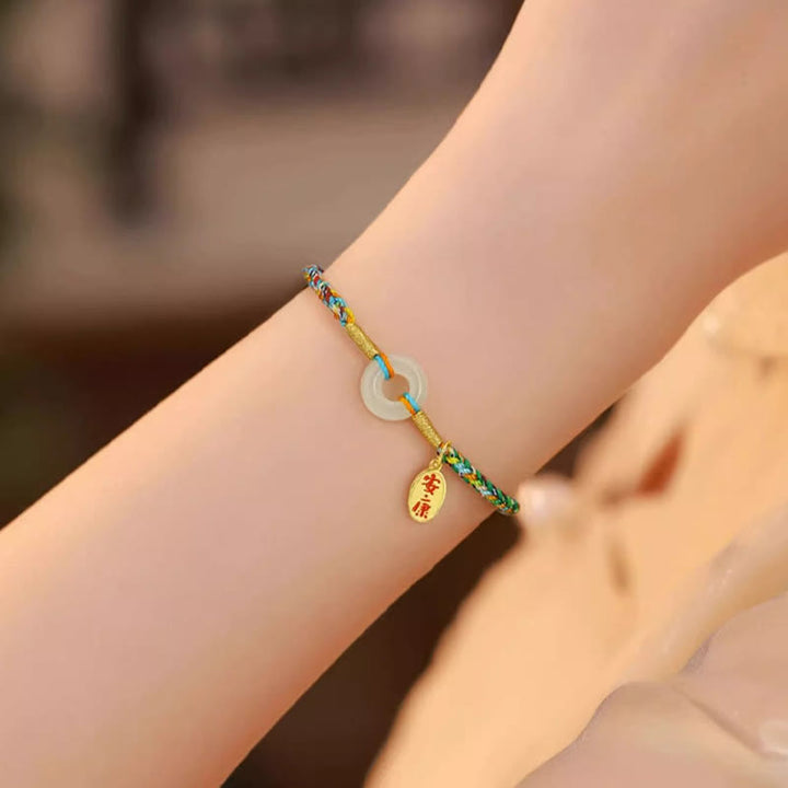 Pulsera de cuerda colorida de plata de ley 925 con Buddha Stones, hecha a mano, con hebilla de paz y jade para la prosperidad. - image 11