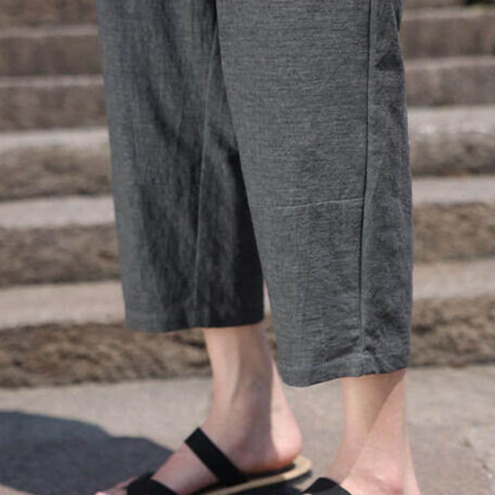 Pantalones casuales de licra con cuentas tejidas de Buddha Stones para hombre, de longitud 7-8, con bolsillos - image 10