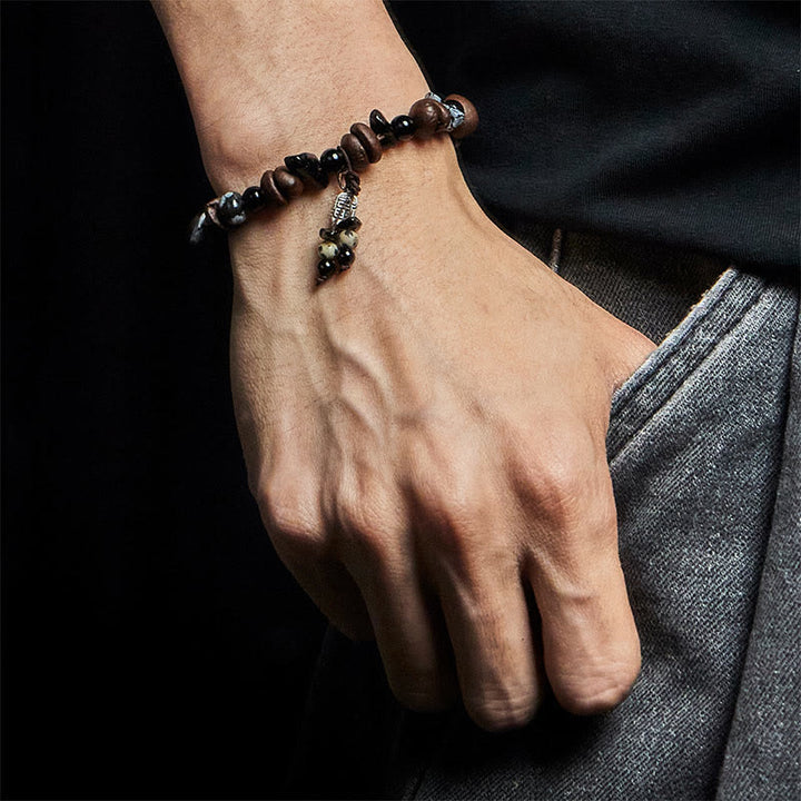 Pulsera protectora con Buddha Stones, granos de café naturales y ojo de tigre. - image 5