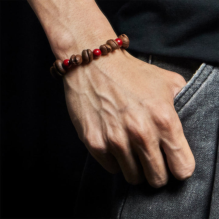 Pulsera de cuentas de cinabrio y granos de café naturales de Buddha Stones - image 5