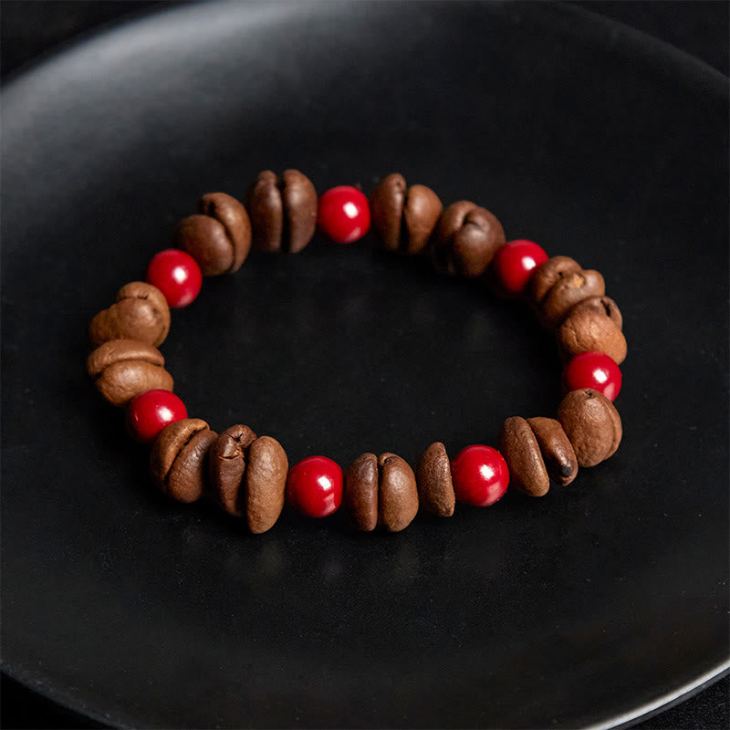 Pulsera de cuentas de cinabrio y granos de café naturales de Buddha Stones - image 4