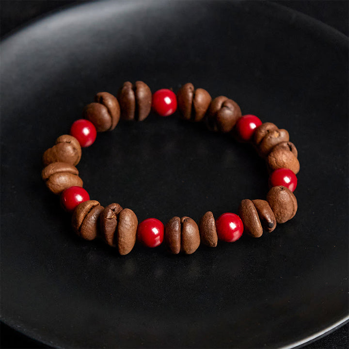 Pulsera de cuentas de cinabrio y granos de café naturales de Buddha Stones - image 4
