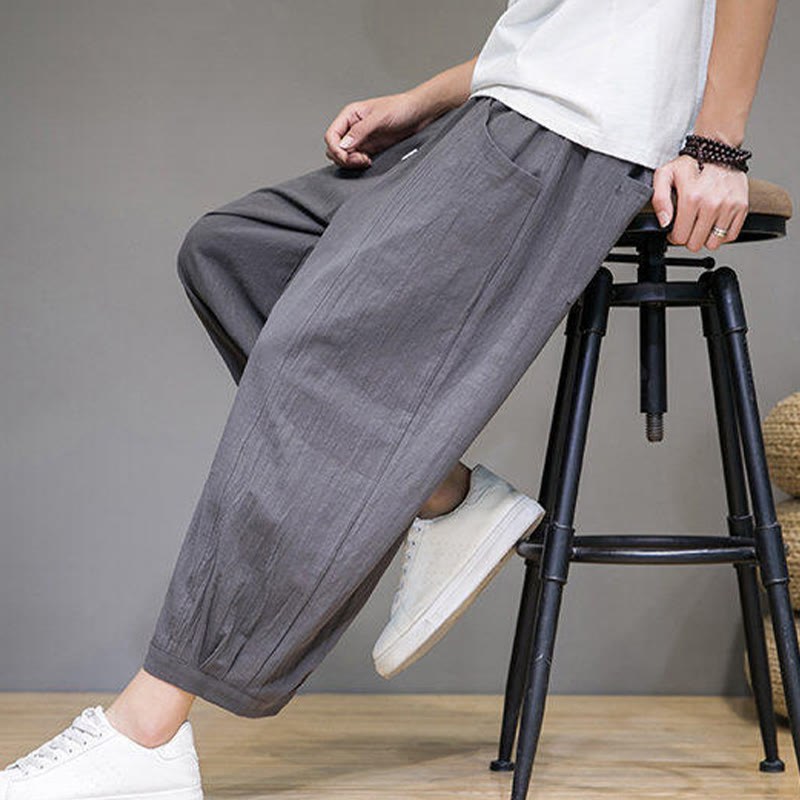 Pantalones harén casuales de algodón Buddha Stones para hombre, de largo 7-8, con bolsillos - image 9