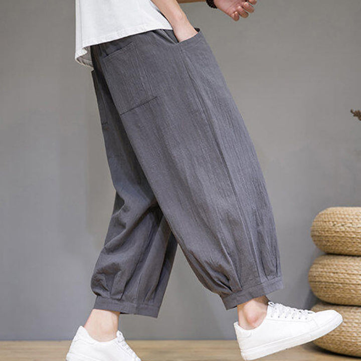 Pantalones harén casuales de algodón Buddha Stones para hombre, de largo 7-8, con bolsillos - image 5