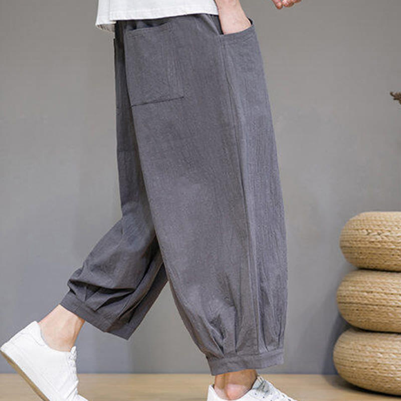Pantalones harén casuales de algodón Buddha Stones para hombre, de largo 7-8, con bolsillos - image 6