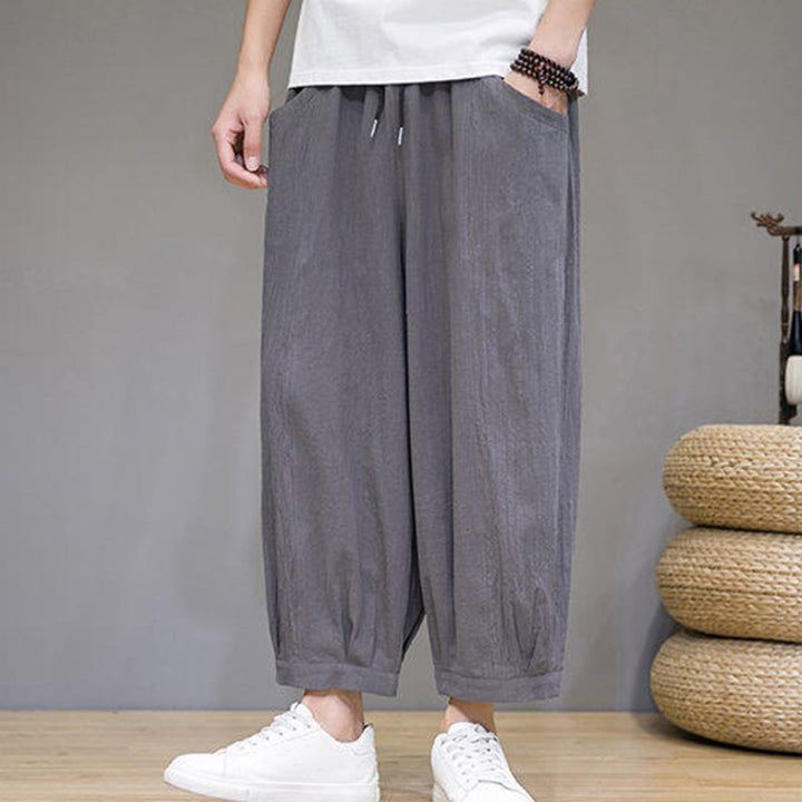 Pantalones harén casuales de algodón Buddha Stones para hombre, de largo 7-8, con bolsillos - image 7