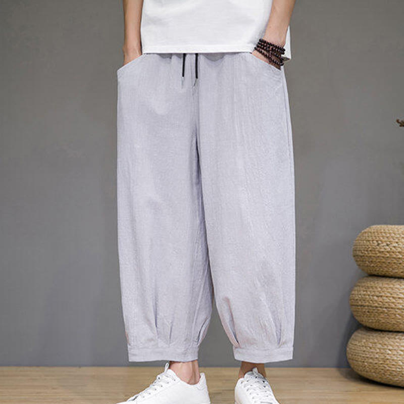 Pantalones harén casuales de algodón Buddha Stones para hombre, de largo 7-8, con bolsillos - image 11