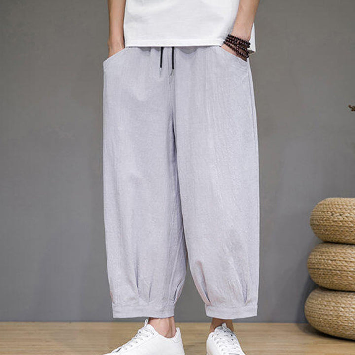 Pantalones harén casuales de algodón Buddha Stones para hombre, de largo 7-8, con bolsillos - image 11