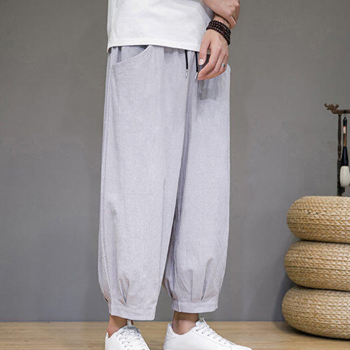 Pantalones harén casuales de algodón Buddha Stones para hombre, de largo 7-8, con bolsillos - image 14