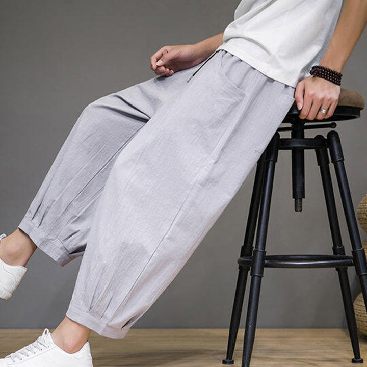 Pantalones harén casuales de algodón Buddha Stones para hombre, de largo 7-8, con bolsillos - image 18