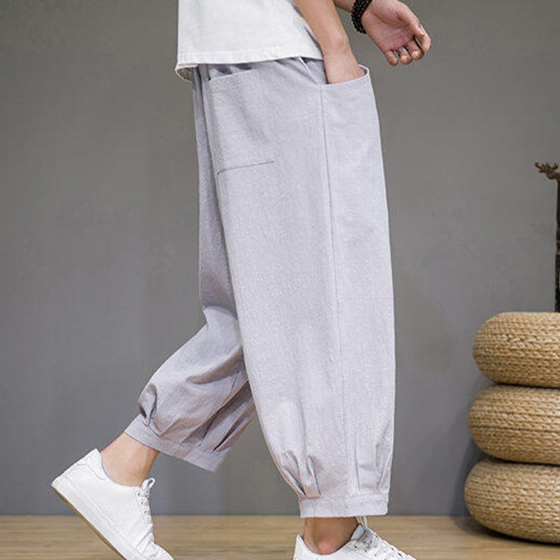 Pantalones harén casuales de algodón Buddha Stones para hombre, de largo 7-8, con bolsillos - image 16