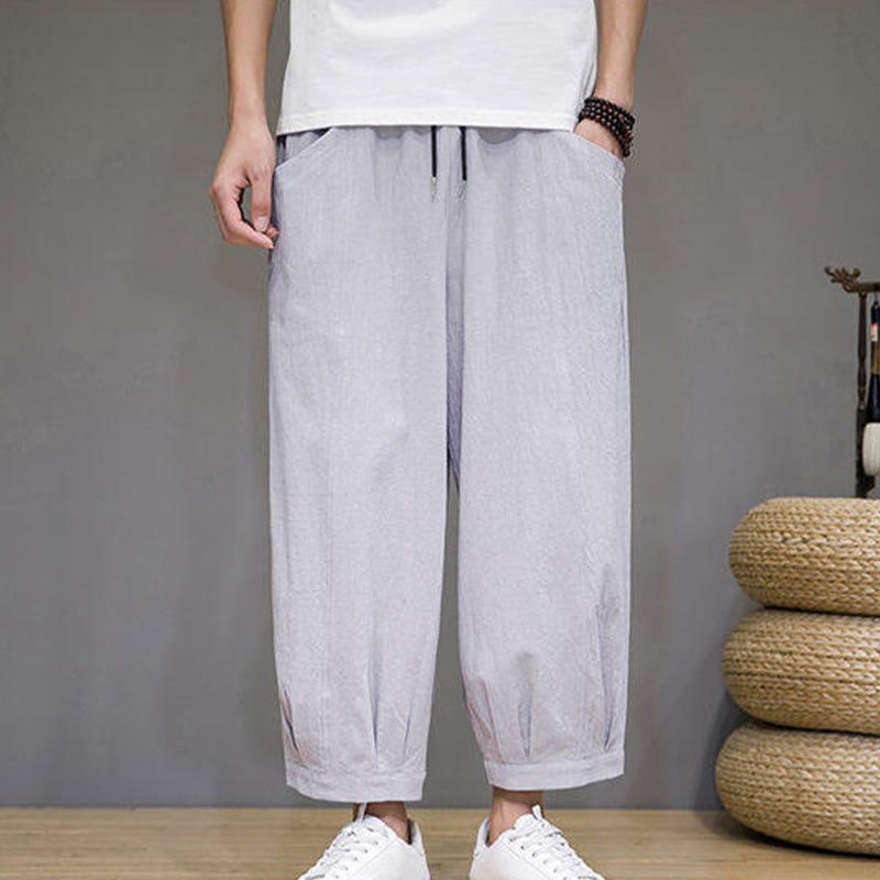 Pantalones harén casuales de algodón Buddha Stones para hombre, de largo 7-8, con bolsillos - image 14