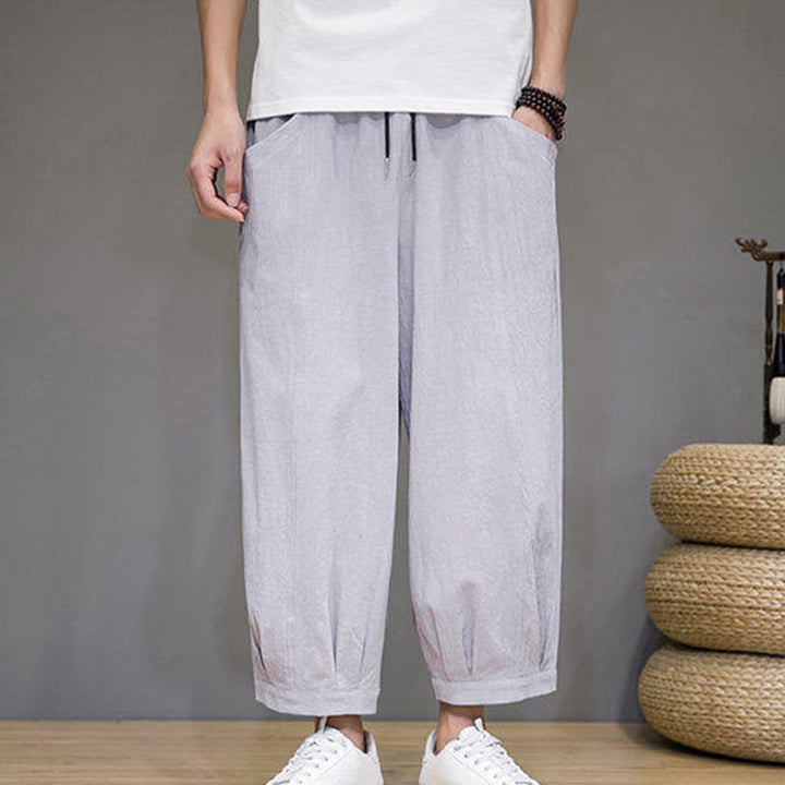 Pantalones harén casuales de algodón Buddha Stones para hombre, de largo 7-8, con bolsillos - image 14