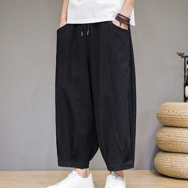 Pantalones harén casuales de algodón Buddha Stones para hombre, de largo 7-8, con bolsillos - image 21