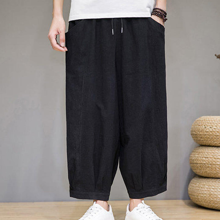Pantalones harén casuales de algodón Buddha Stones para hombre, de largo 7-8, con bolsillos - image 24