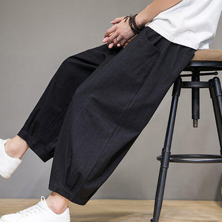 Pantalones harén casuales de algodón Buddha Stones para hombre, de largo 7-8, con bolsillos - image 27
