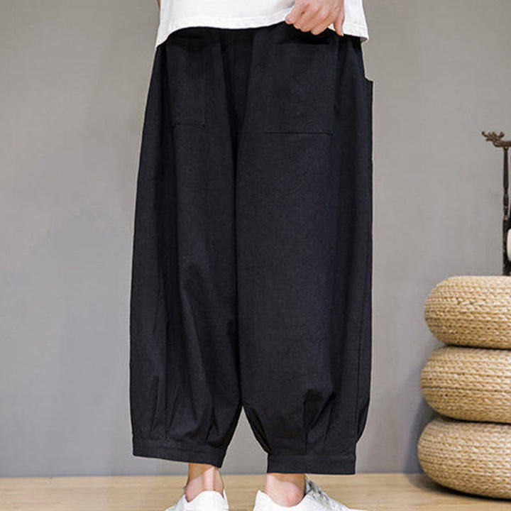 Pantalones harén casuales de algodón Buddha Stones para hombre, de largo 7-8, con bolsillos - image 24