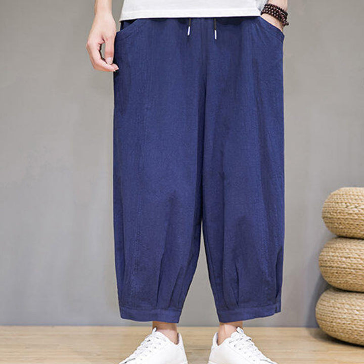 Pantalones harén casuales de algodón Buddha Stones para hombre, de largo 7-8, con bolsillos - image 33