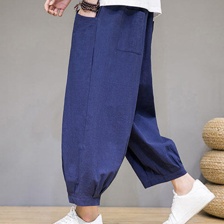 Pantalones harén casuales de algodón Buddha Stones para hombre, de largo 7-8, con bolsillos - image 29