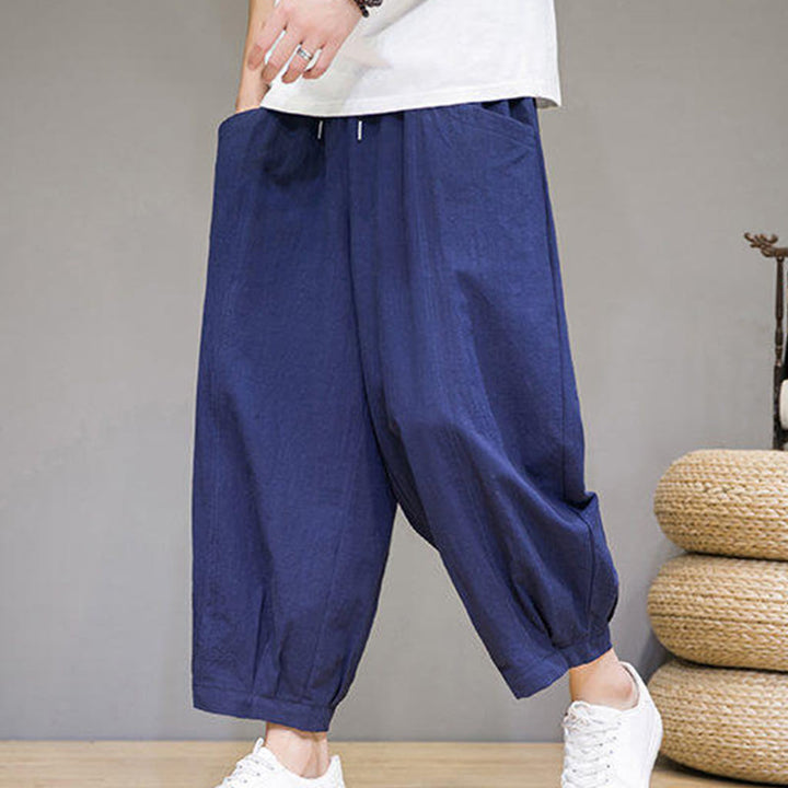 Pantalones harén casuales de algodón Buddha Stones para hombre, de largo 7-8, con bolsillos - image 30