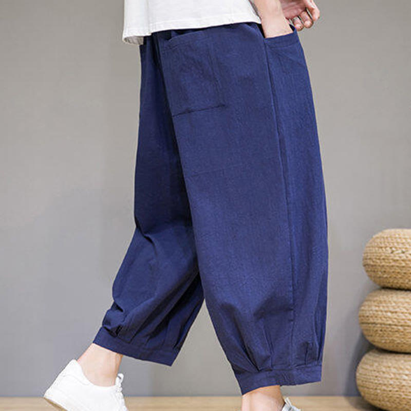 Pantalones harén casuales de algodón Buddha Stones para hombre, de largo 7-8, con bolsillos - image 29