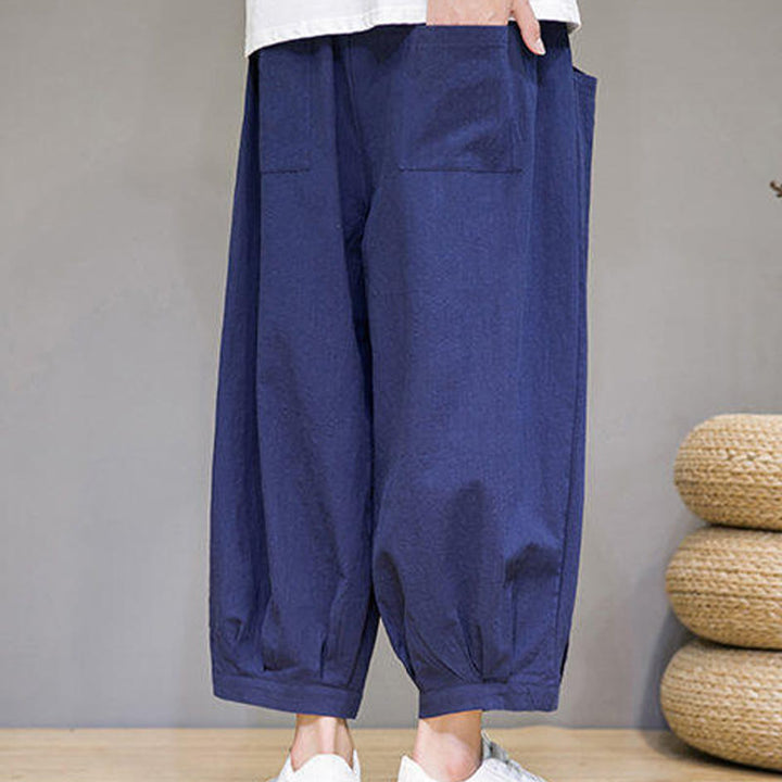 Pantalones harén casuales de algodón Buddha Stones para hombre, de largo 7-8, con bolsillos - image 33