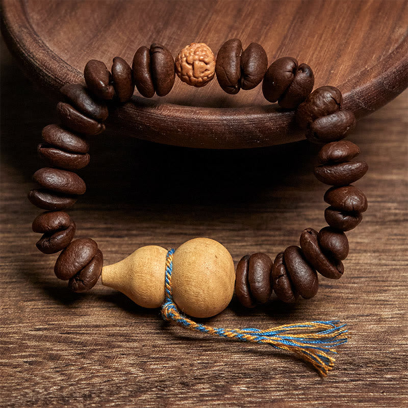Pulsera de granos de café y calabaza natural con Buddha Stones - image 2