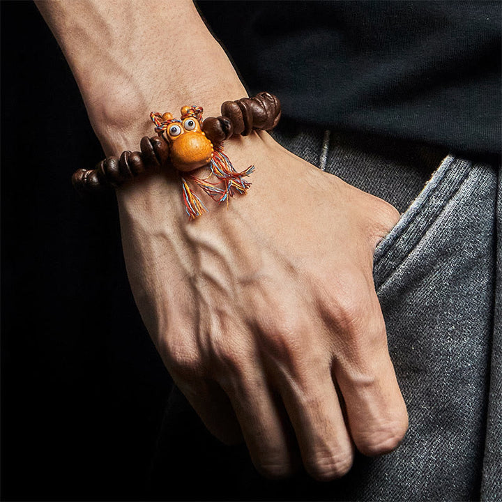 Pulsera de madera de wengué con diseño de hipopótamo y granos de café, hecha a mano, con Buddha Stones - image 5