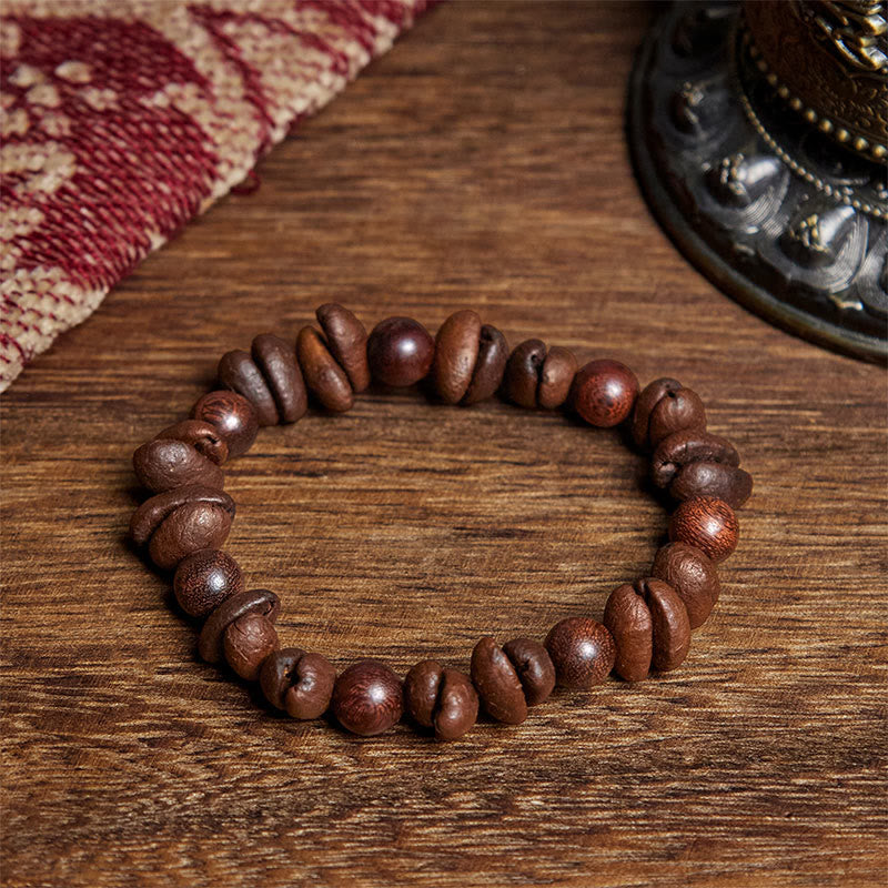 Pulsera protectora de sándalo y granos de café naturales con Buddha Stones - Grano de café y sándalo (circunferencia de la muñeca: 16 cm) - image 1